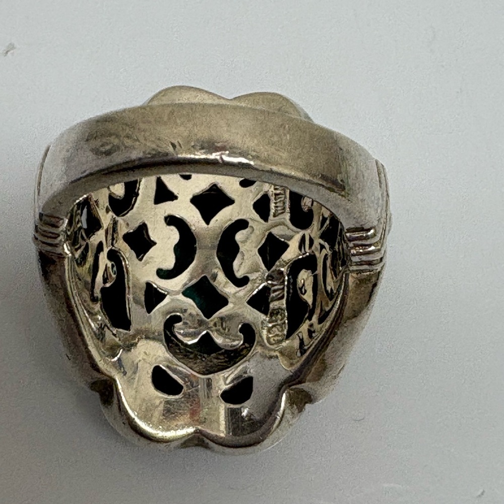 Very Large Turquoise Silver Statement Ring - image 6
